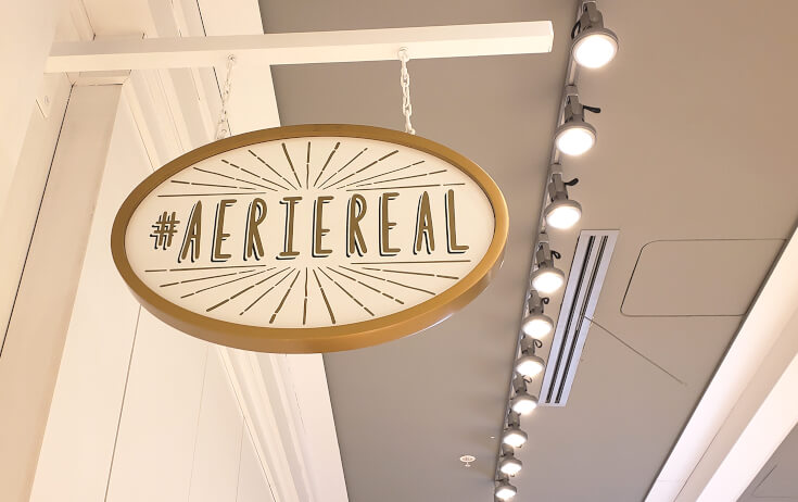 Aerie Hanging Wall sign at Rosedale Center, Roseville, MN