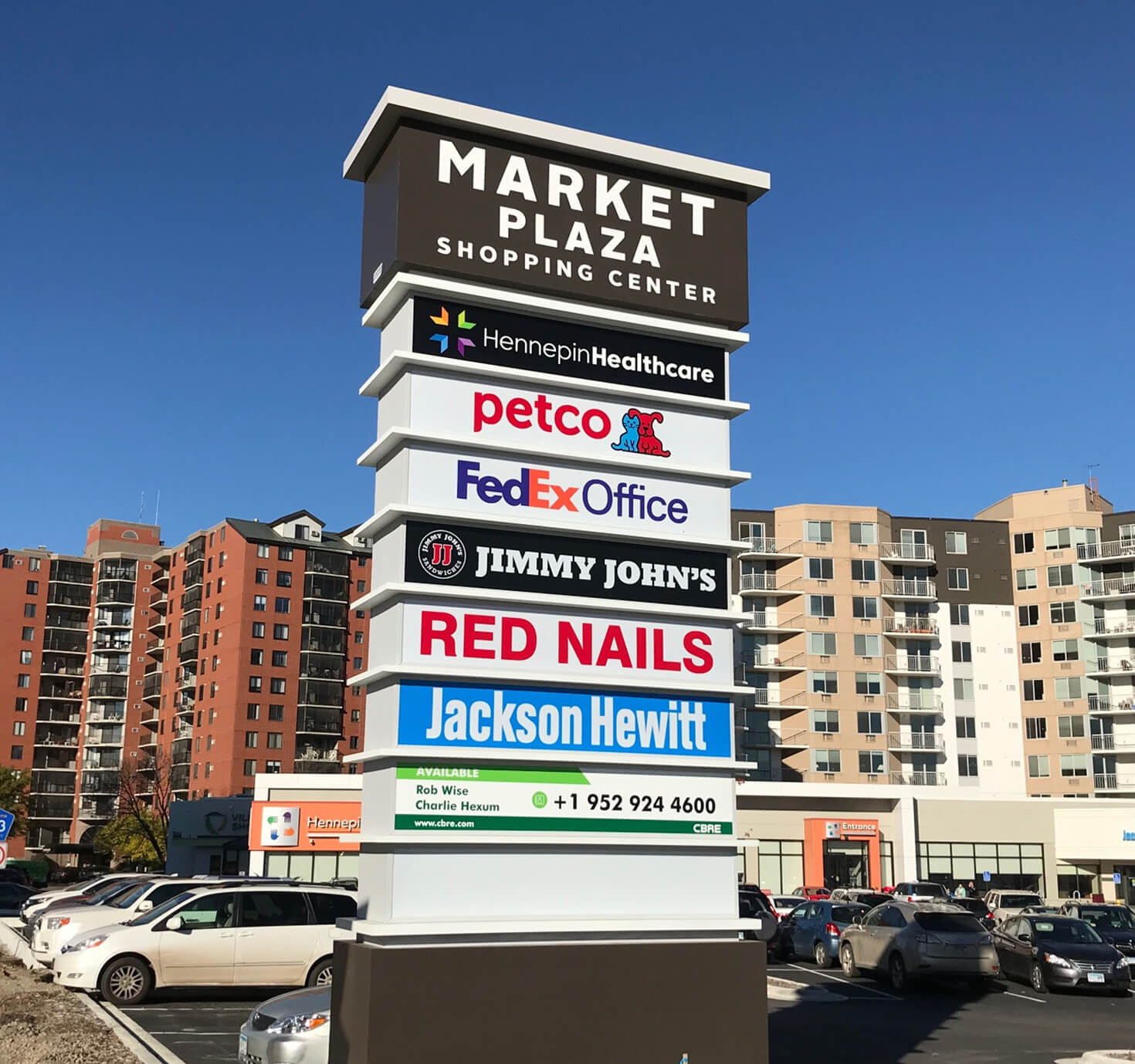 Market Plaza Shopping Center Pylon Sign Richfield MN