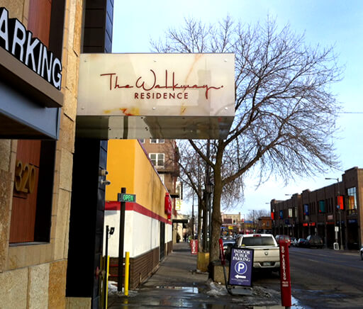 The Walkway Residence Illuminated Awning Downtown Minneapolis