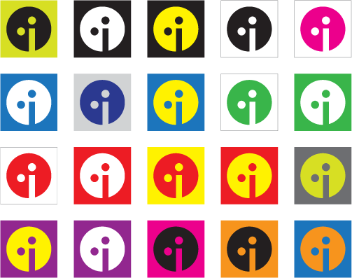 Square of icons in various color contrast configurations