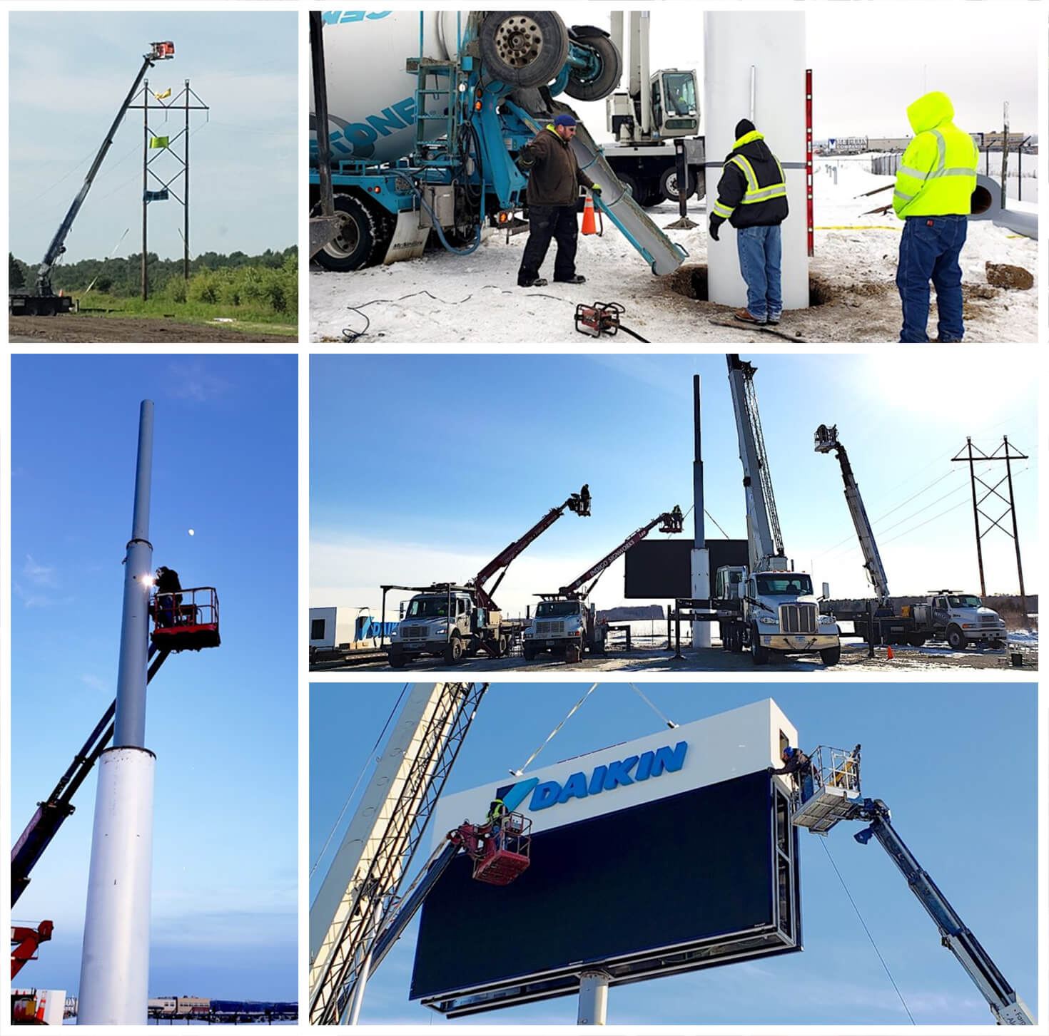 Dakin Applied Americas Fairbault MN Pylon Sign installation collage