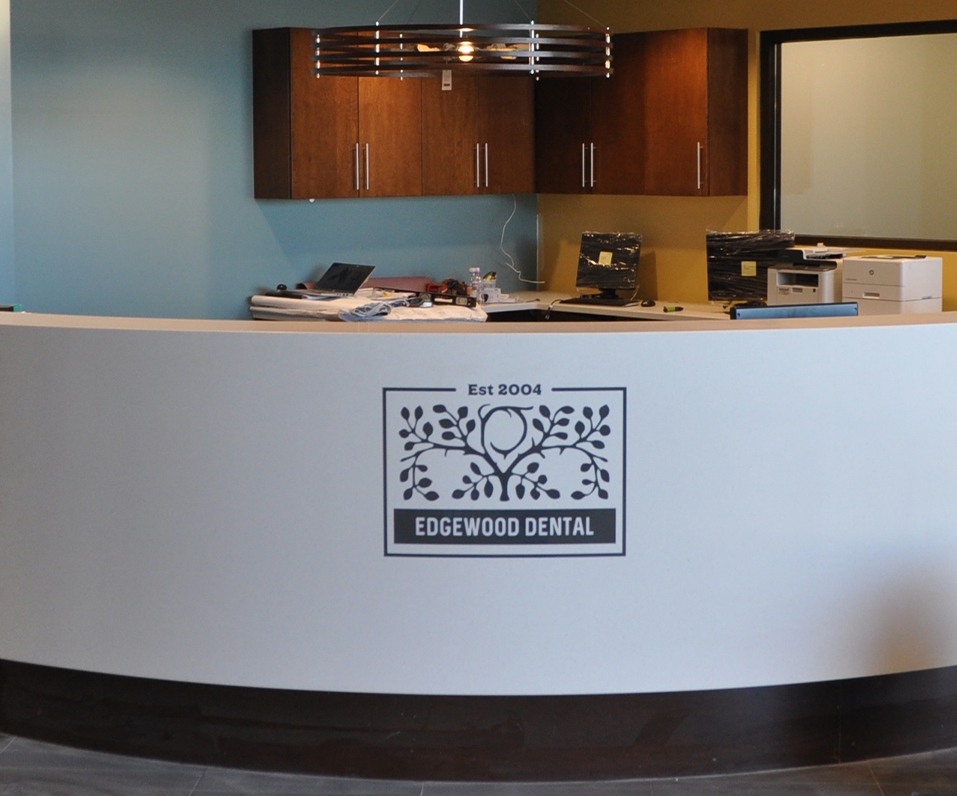 Edgewood Dental Reception area with dimensional signs EkoMarkt Baxter MN