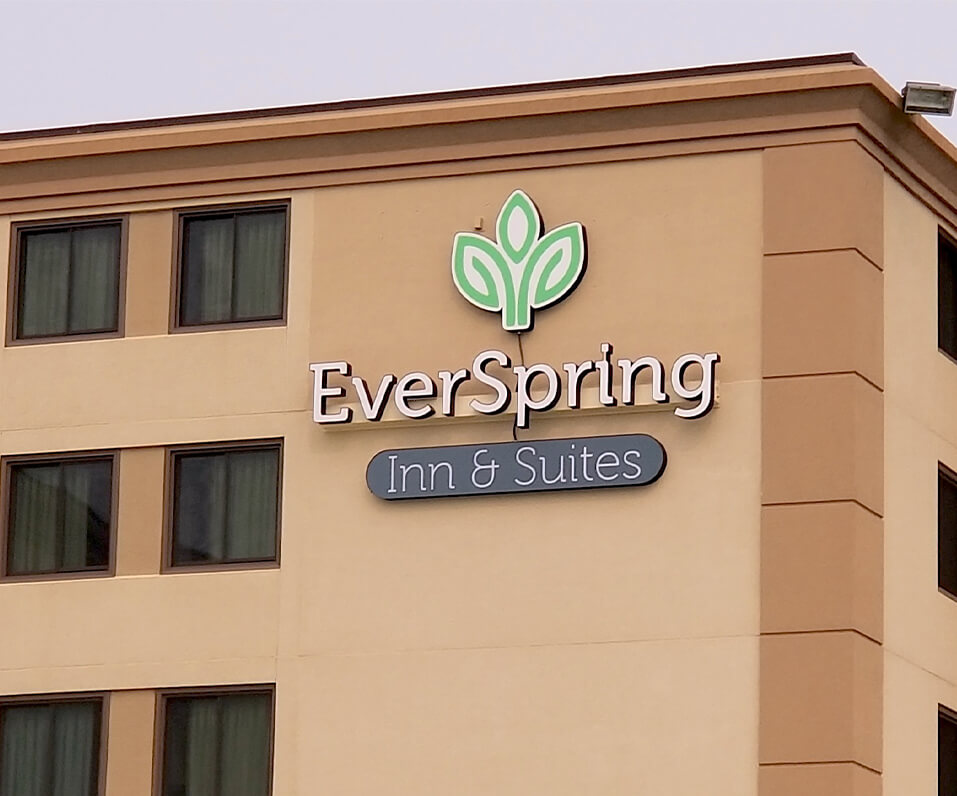 EverSpring Inn and Suites building signage closeup Bismarck ND