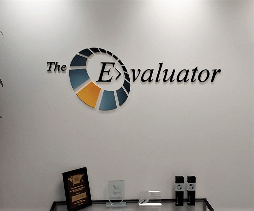Interior Logo The evaluator digitally printed pvc letters on wall