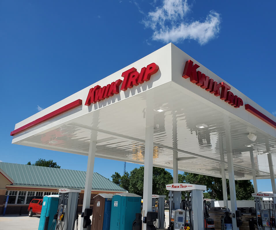 Kwik Trip Channel Letters on gas canopy