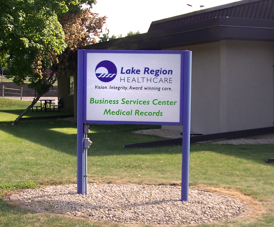 Lake Region Healthcare Business Services Center Medical Records Illuminated Sign