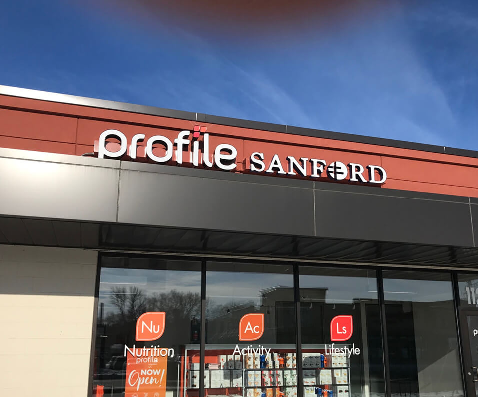 Profile Sanford storefront channel letters St Cloud MN