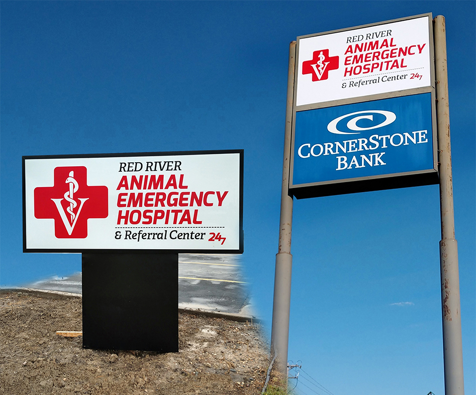 Red River Animal Emergency Hospital Fargo ND Entrance and Pylon Signs