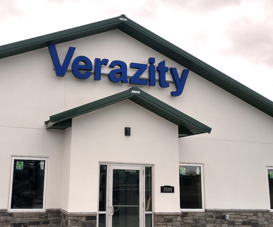 Verazity Building front with blue channel letters fargo nd