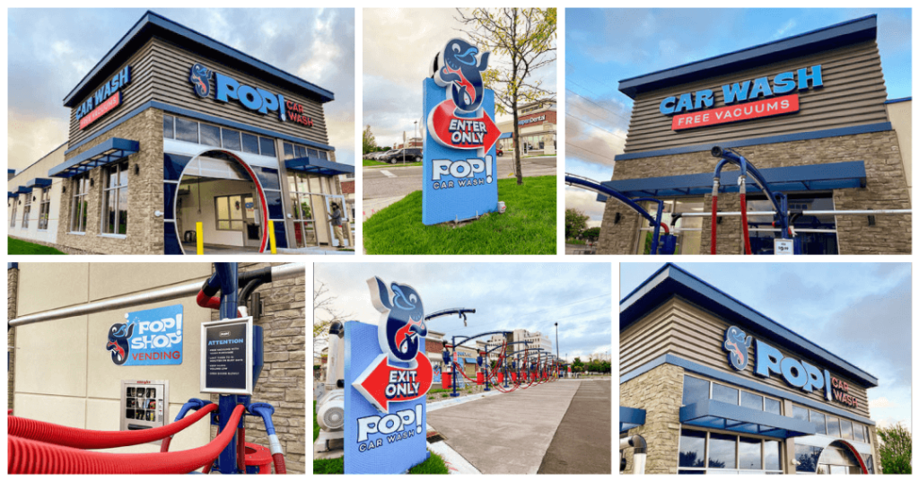 Pop Car Wash Brooklyn Park MN Signage Collage